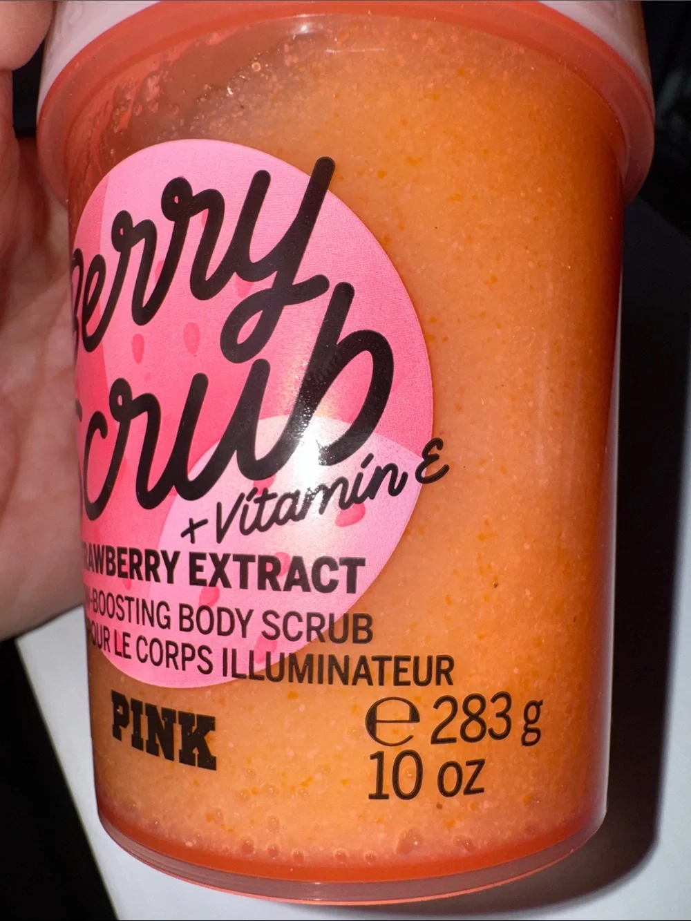 PINK Victoria's Secret Berry Scrub Strawberry Extract Body Scrub - Pink